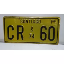 Placa Patente Antigua Chilena, Santiago 74.