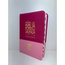 Bíblia Sagrada Slim Com Harpa Cpad Com Índice Lateral Pink E Rosa