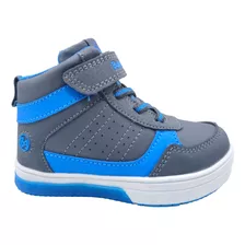 Tenis Bota Niño Bubble Gummers Luces Led Pretzel Gris/azul