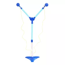 Microfone Duplo Infantil Azul Com Pedestal Karaokê Luz Som