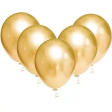 Balão Bexiga Cromado Metalizado Dourado Pequeno 25 Unid N5