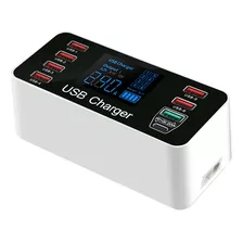 Cargador Multiple 7 Usb 1 Tipo C Carga Qi Rapida + Pantalla