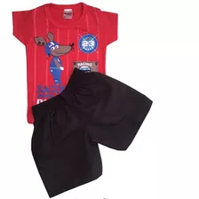 Conjunto Short E Camisa Bebe Criança Blusa Rato 3-6m Red