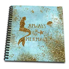 Escritura - Cuadernos - 3drose Gold Glittery Mermaid Quote O