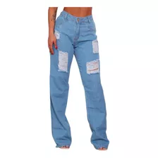 Calça Jeans Wide Leg Feminina Pantalona Premium Cintura Alta