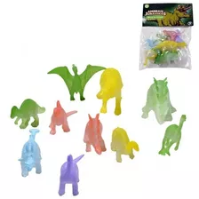 Kit Brinquedo Miniatura Dino Dinossauros Brilham No Escuro
