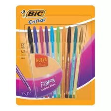 Boligrafo Bic Cristal Fashion Con 10pzas Punta Gruesa 1.2mm