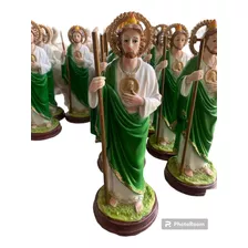 San Judas Tadeo, Figura De Resina 25 Cm. Bastón De Madera