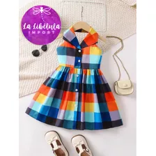 Hermoso Vestido Camisero De Cuadros Para Niñas