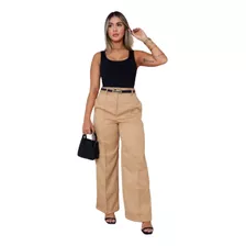 Calça Feminina Elegância Alfaiataria Flare Com Cinto