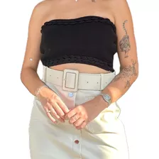 Cropped Top Faixa Tricot Tomara Que Caia