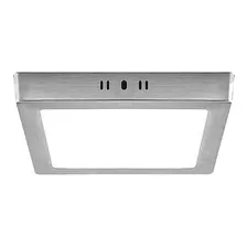 Plafon Led 18w Cuadrado Acero Platil Luz Fria Calida 