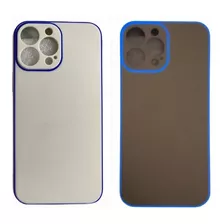 Carcasa Funda Forro Borde Neón + Vidrio Premium Para iPhone