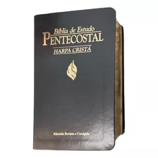 Biblia Estudo Pentecostal Media Com Harpa Cristã Capa Luxo Preta