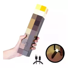 Lámpara Antorcha Minecraft Recargable Led Luz Noche Decora