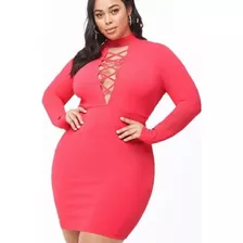 Vestido Fucsia Escote Importante Forever 21 Talle 2xl Grande