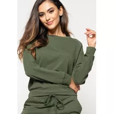 Casaco Comfy Com Gola Canoa Moletinho Verde Salvatore Fashi