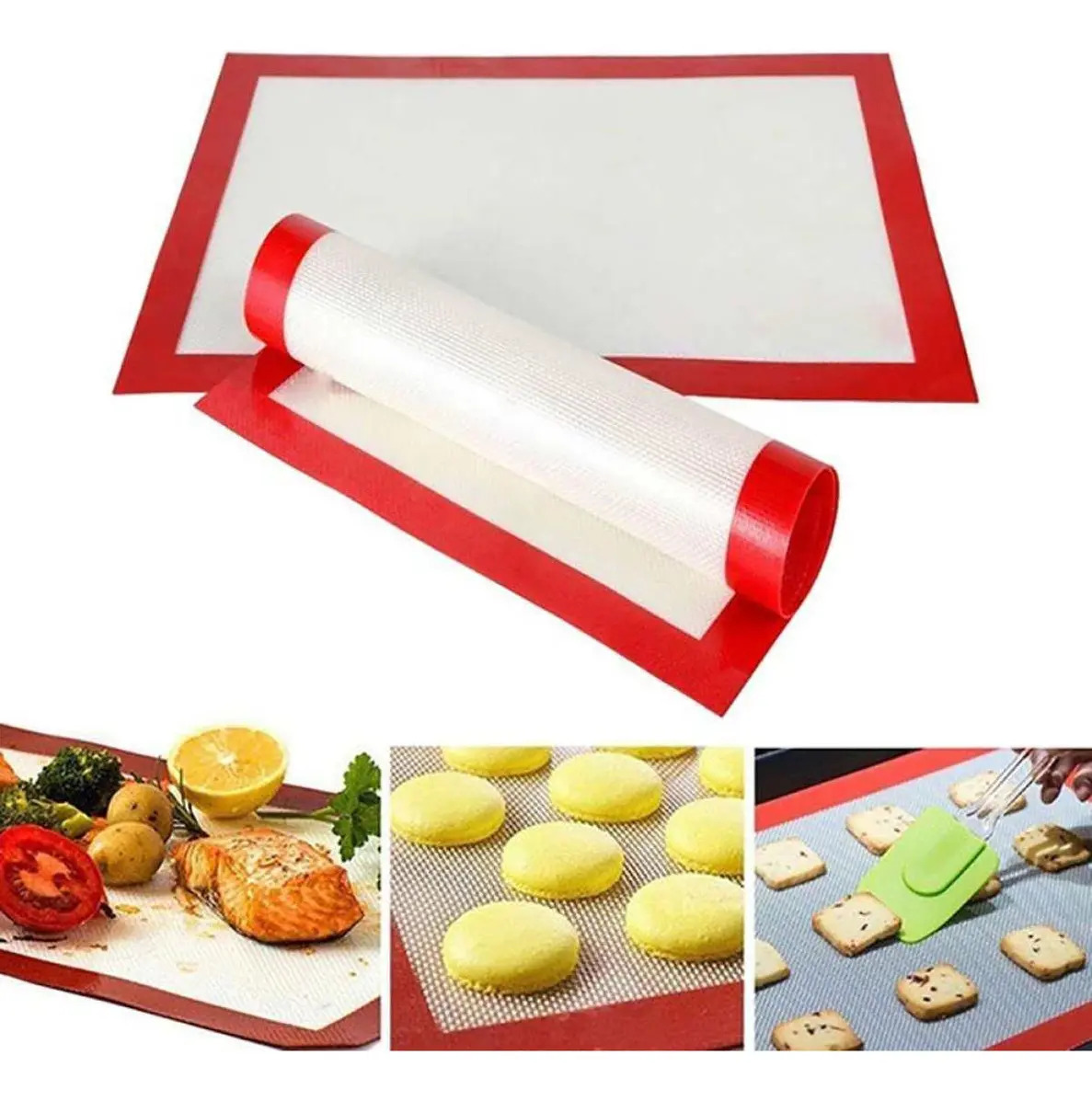 Placa Silicona Plancha Antiadherente P Bandeja Horno 40x30cm Rojo