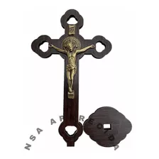 Cruz Crucifixo Pequeno De Madeira Parede Mesa São Bento 12c