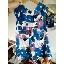 Vestido Nena Roxy Azul Talle 4 Importado Muy Buen Estado 