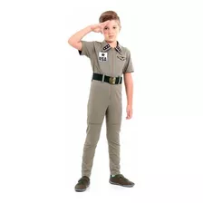 Roupa Fantasia Aviador Infantil Longa Luxo Piloto De Avião