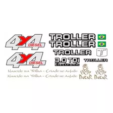 Kit Adesivos Emblema Troller T4 4x4 Diesel 3.0 Tdi 2008 Completo Carro Verde Tlr062