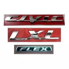 Kit Emblema Letreiro Civic Lxl Flex 2007 2008 2009 2010 2011