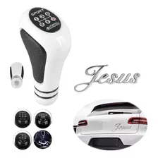 Manopla Cambio Gol G3 00/05 Branca Preto + Emblema Jesus