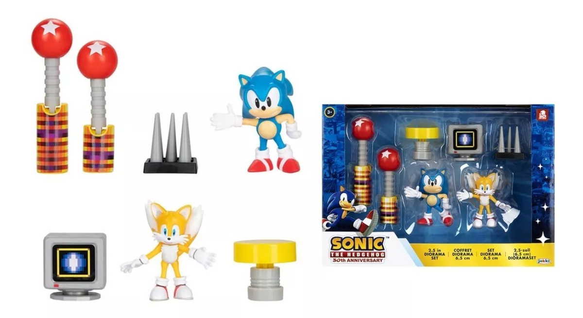 Figura Muñeco Sonic Set Juguete 30 Aniversario Diorama 1