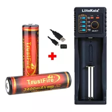 Pack 2 Baterías Trustfire 18650 3400mah + Cargador Liitokala