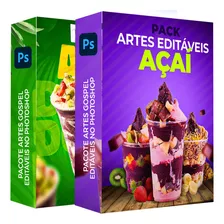 Pacote De Artes Açaí Editáveis Psd Divulgações Redes Sociais