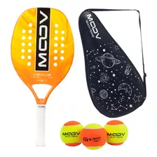 Raquete Fibra De Vidro Moov Beach Tennis Com Bag + 3 Bolinha