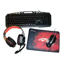 Teclado Mouse Audifono Mousepad Kit 4 En 1 Gamer Reptilex 