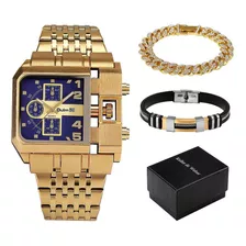 Oulm Luxo Quartz Homme Relógio Grande Dial Com 2 Pulseiras