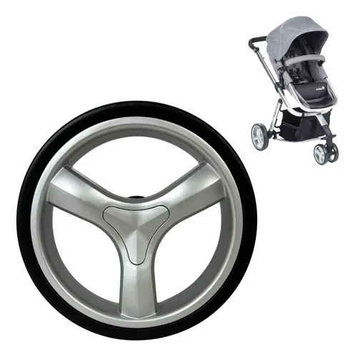 Roda Traseira Prata P/ Carrinho De Bebê Mobi Safety Original