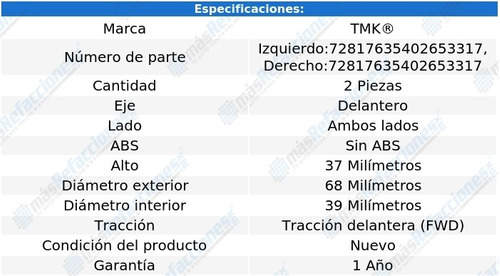 Par Baleros Dobles Rueda Del Topaz L4 2.3l 85 Al 94 Tmk Foto 2