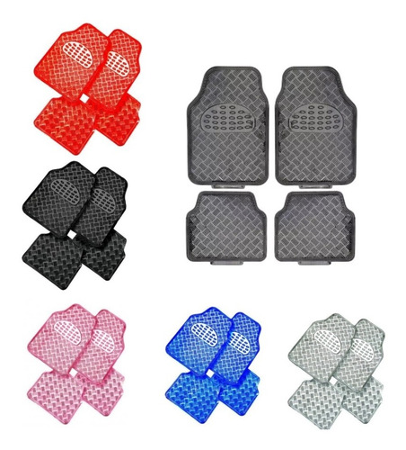 Alfombra Cubre Piso Metálico Colores Set 4pcs Auto Tuning