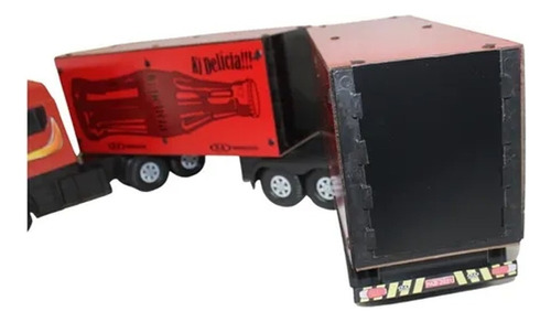 Carreta Bitrem Scania Bau de Madeira Brinquedo Cocacola 7 Eixo 1,25m