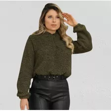 Jaqueta Casaco Blusa Teddy Feminina Cropped Fofinho Pelúcia