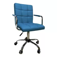 Silla De Escritorio Crash Joven Cuadros Con Apoyabrazos Ergonómica Turquesa Con Tapizado De Cuero Sintético