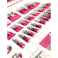  Golosinas Personalizadas X 15 Osito Panda Fucsia Candy Bar 