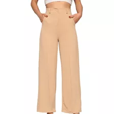 Calça Feminina Wide Leg Solta Alfaiataria Pantalona Social