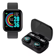 Combo Reloj Smart Dinax Y Auriculares Bluetooth M10 Color De La Caja Negro