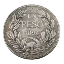 Moneda Antigua 1 Peso República De Chile 1894 Repro.