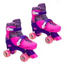 Patins Infantil Quad Luzes 4 Rodas Ajustável Tamanho 31/34