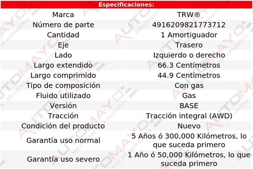 Un Amortiguador Gas Trasero Izquierdo O Derecho Trw S5 08-15 Foto 2