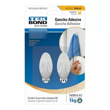 Gancho Adhesivo Ámbar De Plástico Blanco, Tamaño M Tek Bond