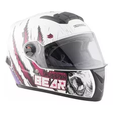 Casco Integral Moto Kontrol M61 Russian Bear Certificado Dot Color Blanco Tamaño Del Casco S