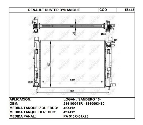 Tanque Plstico Derecho Renault Logan 16 / Duster 17 Foto 2