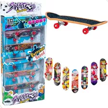 Kit 5 Skate De Dedo Com Lixa Fingerboard Truck Metal